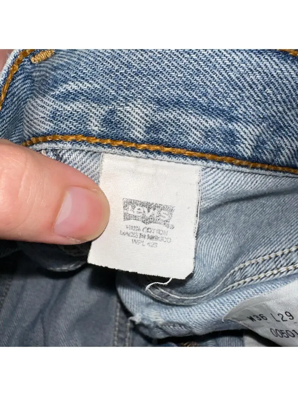 Levis 501 Vintage 90s XX Straight Leg Mexico Jeans 36x29 Light Wash Act 35x28